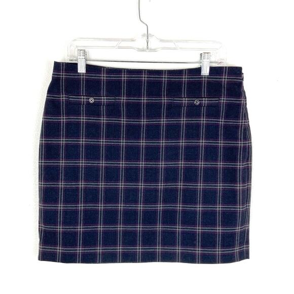 Banana Republic Plaid Mini Skirt Short Straight Dark Academia Preppy Size 10 - Picture 2 of 8